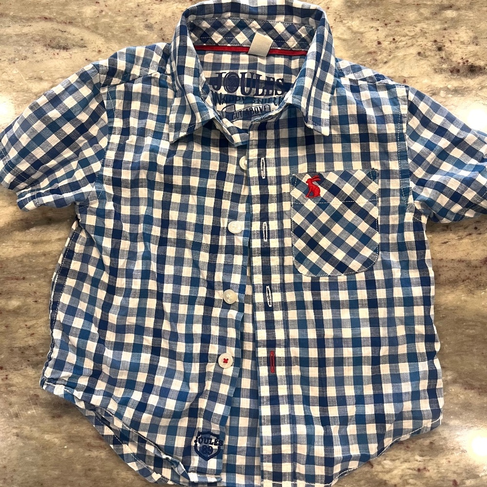 Joules Baby Boy 1Y blue plaid shirt